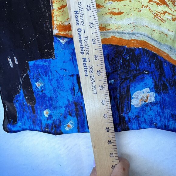 Dahlia Jewels 100% Silk Scarf Oblong 60" long Repo Van Gogh Night Cafe Art Scene - Picture 10 of 11